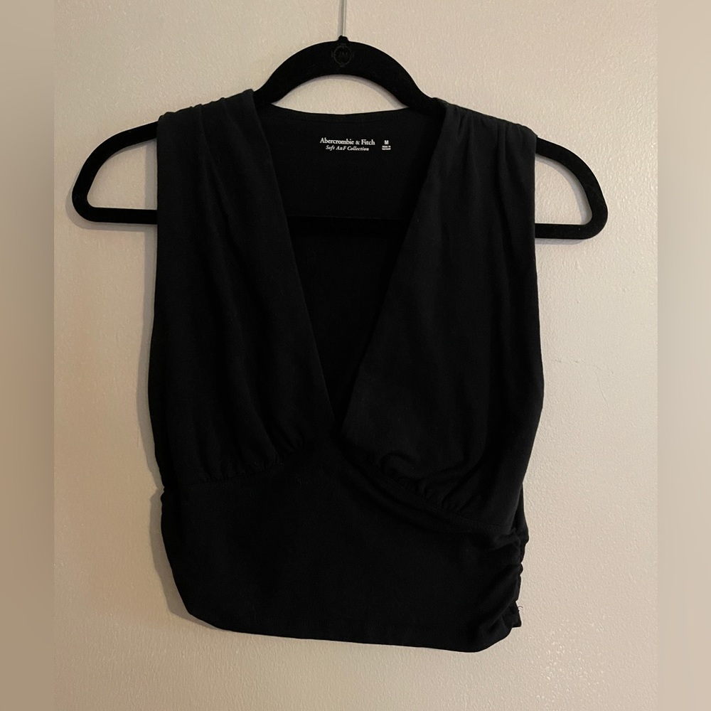 Abercrombie and Fitch Deep V black crop top size medium